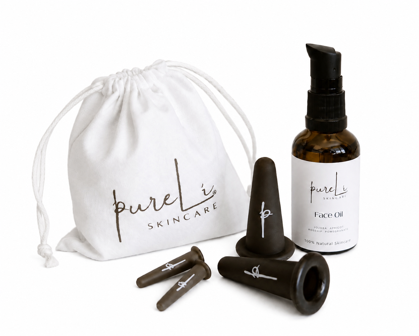 Face Cups, Face Oil, Katoen opbergzakje en E-book met video's