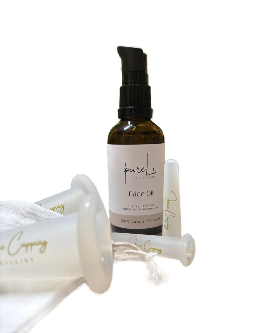 De complete face cupping set met olie voor een gezonde, stralende en strakkere huid.